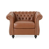 Simplie Fun Elegant Chesterfield-Style Accent Chair with Button Tufting and Nailhead Accents