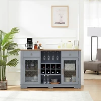 Streamdale Furniture Multi-Purpose Sideboard Cabinet with Glass Doors and Ample Storage (56.46"x35.63"x15.55")
