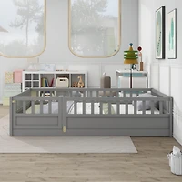 Streamdale Furniture Full size Floor bed, integral construction with super high security barrier, door, children's floor bed frame, Montessori wooden