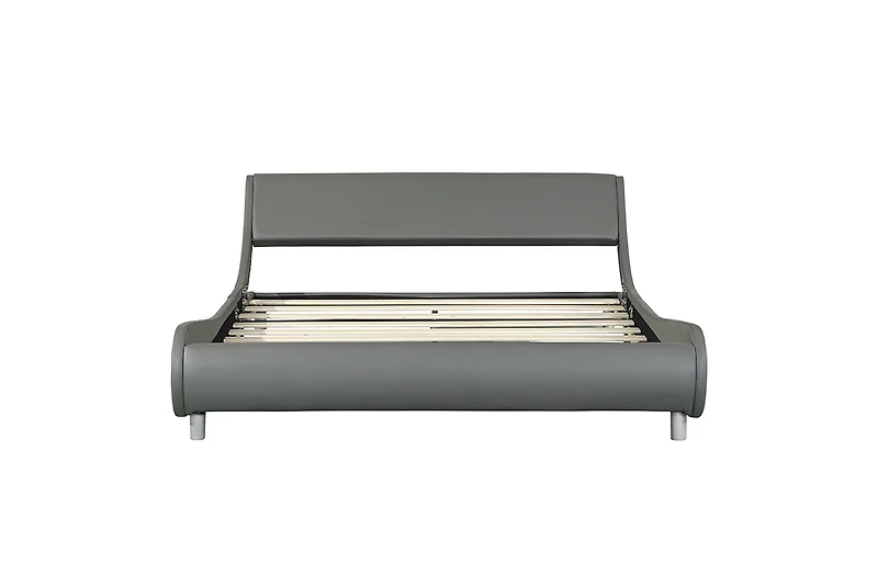 Streamdale Gray Faux Leather Platform Bed, No Box Spring Needed, Queen