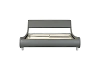 Streamdale Gray Faux Leather Platform Bed, No Box Spring Needed, Queen