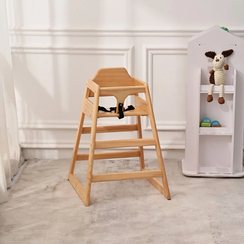 Simplie Fun Sturdy Pine Wood Baby Chair with Adjustable Safety Straps
