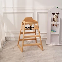 Simplie Fun Sturdy Pine Wood Baby Chair with Adjustable Safety Straps