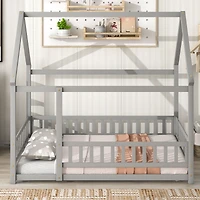 Streamdale Wooden House Bed with Guardrails (Grey)