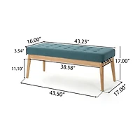 Streamdale Furniture Mid-Century Modern Upholstered Bench with Button-Tufting