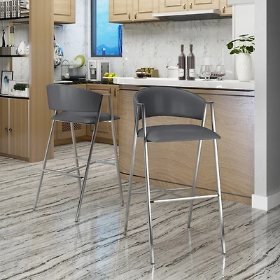 Simplie Fun Modern 28" Mid-Century Bar Stool with Chrome A-Frame