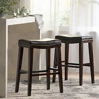 Streamdale Leather and Wood Bar Stool Style and Durability