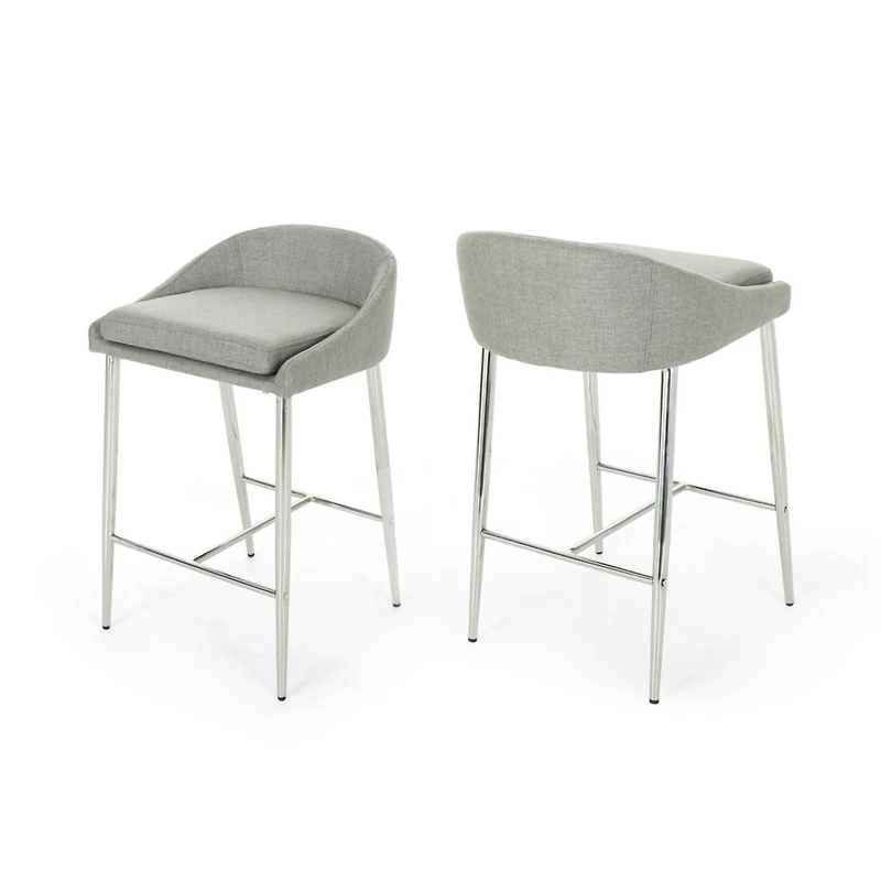 Streamdale Modern Upholstered Counter Stool Set with Chrome Base