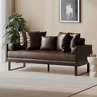 Streamdale Furniture Contemporary Faux Leather Loveseat with Accent Pillows
