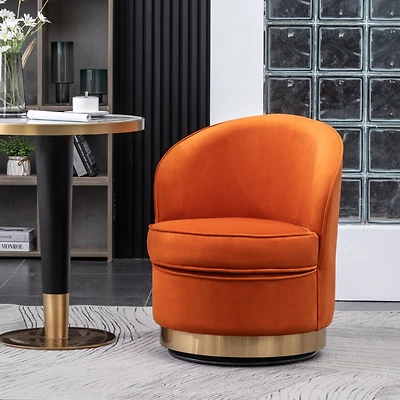 Streamdale Furniture Contemporary Velvet Swivel Chair, Orange