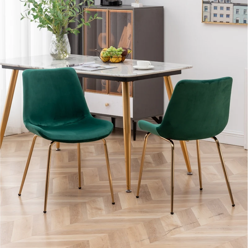 Simplie Fun Modern Velvet Dining Chair, Set of 2, Green