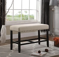 Streamdale Fabric Counter Height Dining Bench with Nailhead Trim, Tan