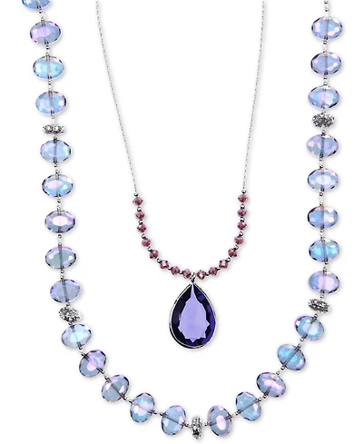 lonna & lilly Silver-Tone Blue Bead 2-in-1 Necklace