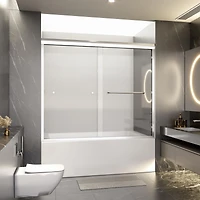 Streamdale Furniture Luxurious Semi-Frameless Bathtub Door Adjusts 56-60", Easy Access, Water-Resistant
