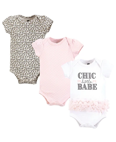 Hudson Baby Girls Cotton Bodysuits 3-Pack