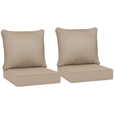 Outsunny 4 Outdoor Chair Cushions with Seat & Backrest, 24" x 24",