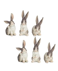 Set of 6 Adorable Long Ear Rabbit Figurines