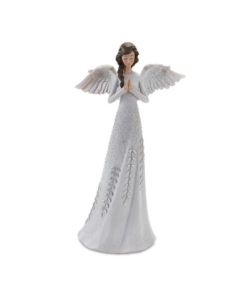 Slickblue Angel Figurine With Silver Floral Accent (Set of 2)