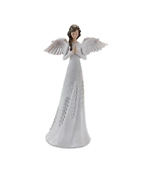 Slickblue Angel Figurine With Silver Floral Accent (Set of 2)