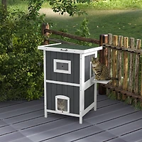 Outdoor Cat House Wooden Feral Cat House W/ Removable Floor,