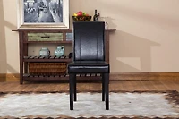 Streamdale Style Solid Wood Leatherette Padded Parson Chair, Black, Set of 2
