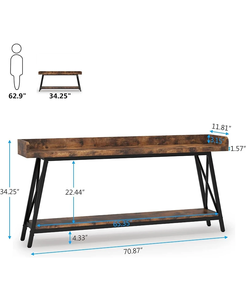 Tribesigns 70.87 inch Extra Long Console Table Behind Couch, Rustic Industrial Sofa Table for Living Room, Narrow Entryway Hallway Long Bar Table