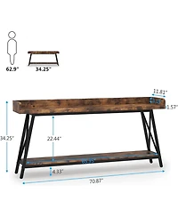 Tribesigns 70.87 inch Extra Long Console Table Behind Couch, Rustic Industrial Sofa Table for Living Room, Narrow Entryway Hallway Long Bar Table