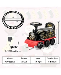 6V Electric Kids Ride On Train Motorized Toy w/ Track & 6 Wheels