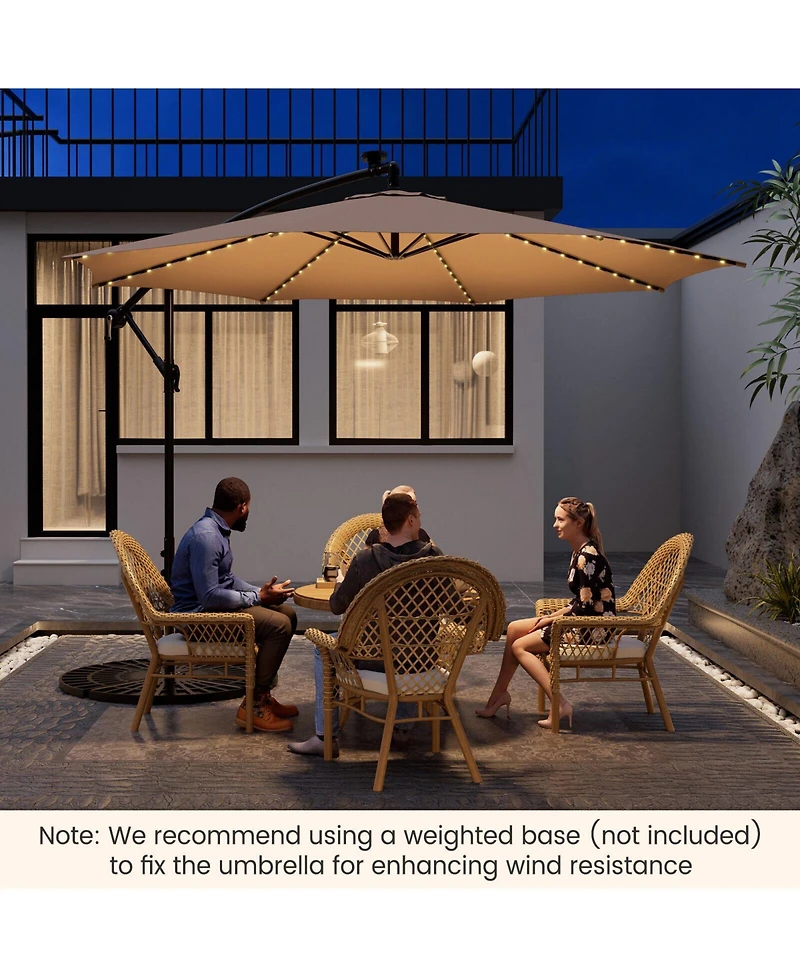 Slickblue 10 Feet Patio Offset Umbrella with 112 Solar-Powered Led Lights