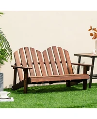 2 Person Fir Wood Adirondack Chair with High Backrest