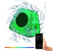 Gemini Rechargeable Bluetooth Outdoor Solar Rock Led Speaker with Multilink