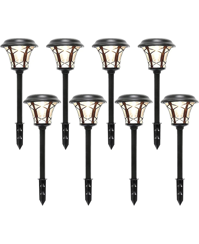 Maggift 8 Pack Solar Pathway Lights, 25 Lumen, Stainless Steel & Glass