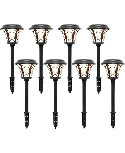 Maggift 8 Pack Solar Pathway Lights, 25 Lumen, Stainless Steel & Glass