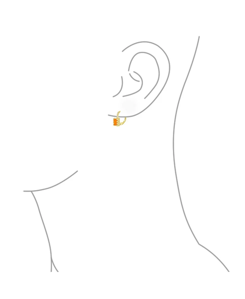 Bling Jewelry Art Deco Style Antique Filigree Royal Crown Setting Square Solitaire Fire Orange Created Opal Drop Earrings Gold Plated .925 Sterling Si
