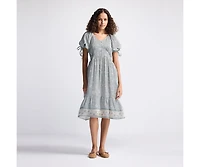 Reistor Women's Puff Sleeve Midi Dress