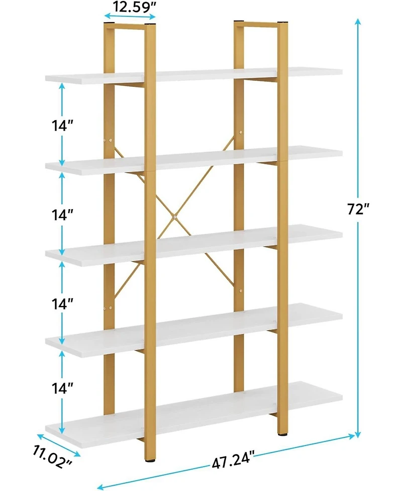 Tribesigns 5-Tier Large Open Bookshelf, Industrial Etagere Bookcase Storage Display Shelves for Home and Office, Vintage Organizer Shelving Unit with