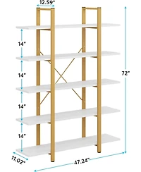 Tribesigns 5-Tier Large Open Bookshelf, Industrial Etagere Bookcase Storage Display Shelves for Home and Office, Vintage Organizer Shelving Unit with