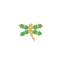 Bling Jewelry Tiny Real 14K Gold Cubic Zirconia Green Simulated Emerald Cz Helix Cartilage Ear Lobe Piercing Daith Dragonfly Firefly Butterfly 1 Piece