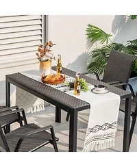 Rectangular Wicker Patio Dining Table for Outdoor Deck or Garden Seating