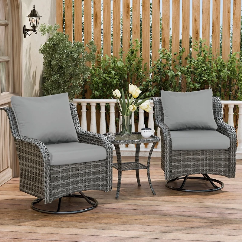 Aoodor Outdoor Chair Cushions Set, 23"x26", Water Resistant Outdoor Deep Seat Cushions with Handle & Adjustable Straps