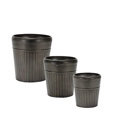 Slickblue Pewter Metal Planter With Tapered Design (Set of 3)