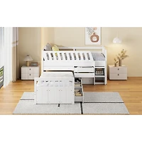 Streamdale Loft and Platform Bed with Drawers Guardrails (White)