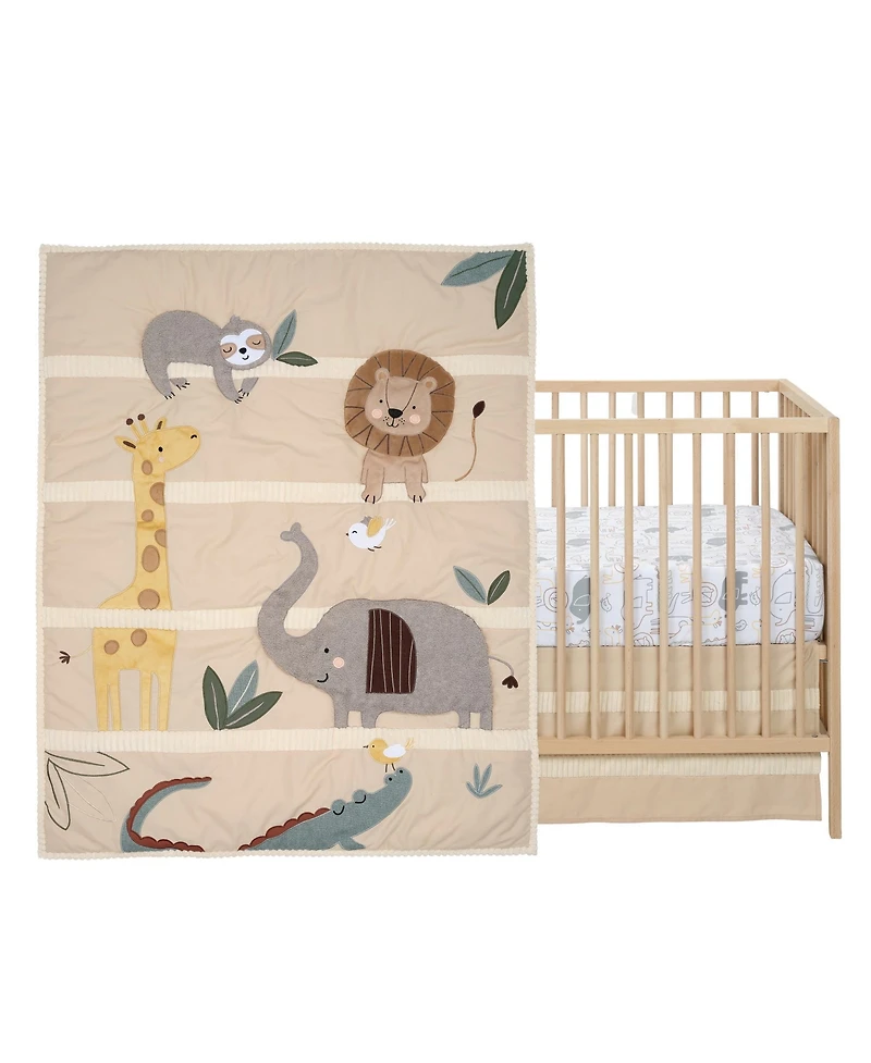Lambs & Ivy Jungle Story 3-Piece Infant Safari Tan Baby Crib Bedding Set