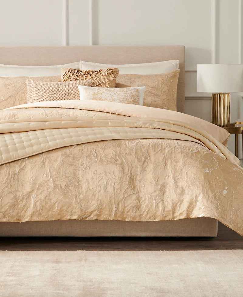 Donna Karan Home Liquid Marble Gold Duvet Cover, King