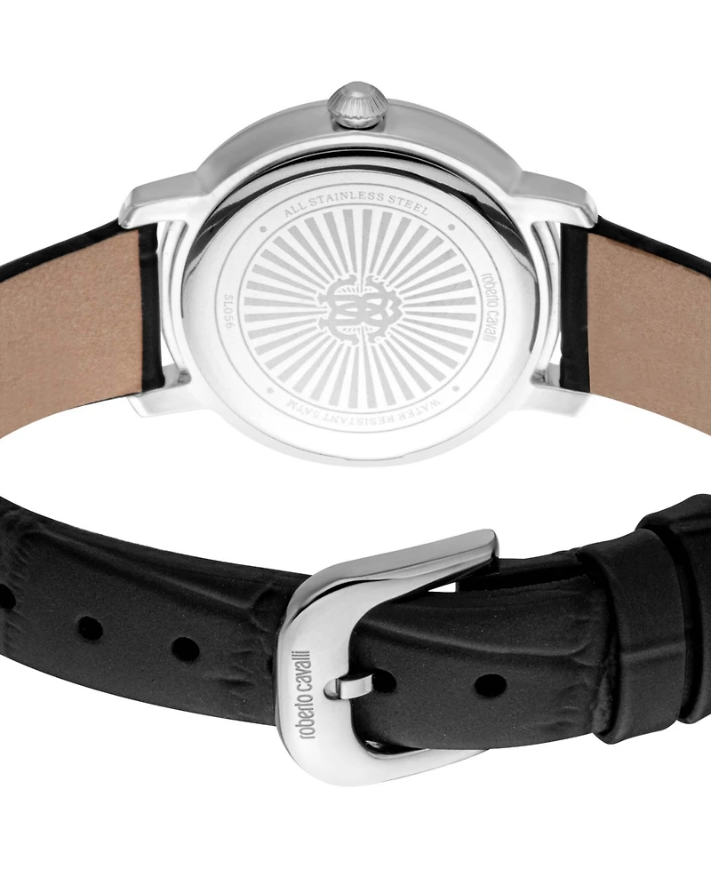 Roberto Cavalli Women's Quartz Black Leather Watch 30mm