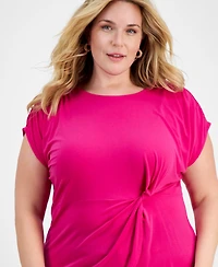I.n.c. International Concepts Plus Size Crewneck Twist-Detail Top, Created for Macy's