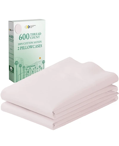 Luxuriously Soft Hotel Quality 600 Thread Count, 100% Cotton, Set of 2 Standard Pillow Cases, Crisp & Cool by California Design Den
