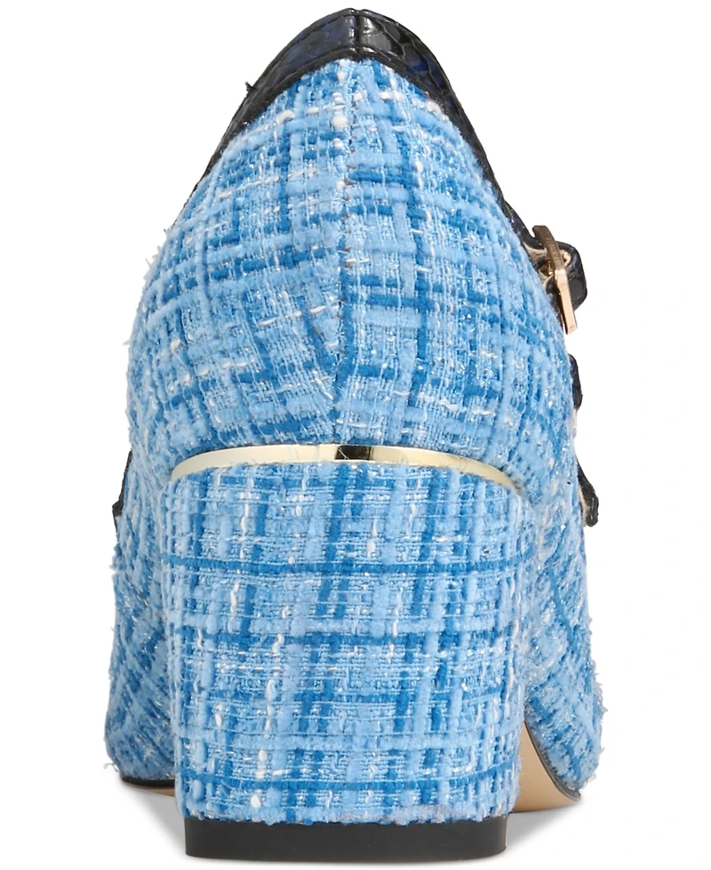 Things Ii Come Women's Mela Luxurious Round-Toe Mary-Jane Block-Heel Pumps