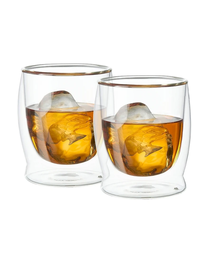 Oggi Set of 2, 10oz Whiskey Sipping Double Wall Insulated Glasses