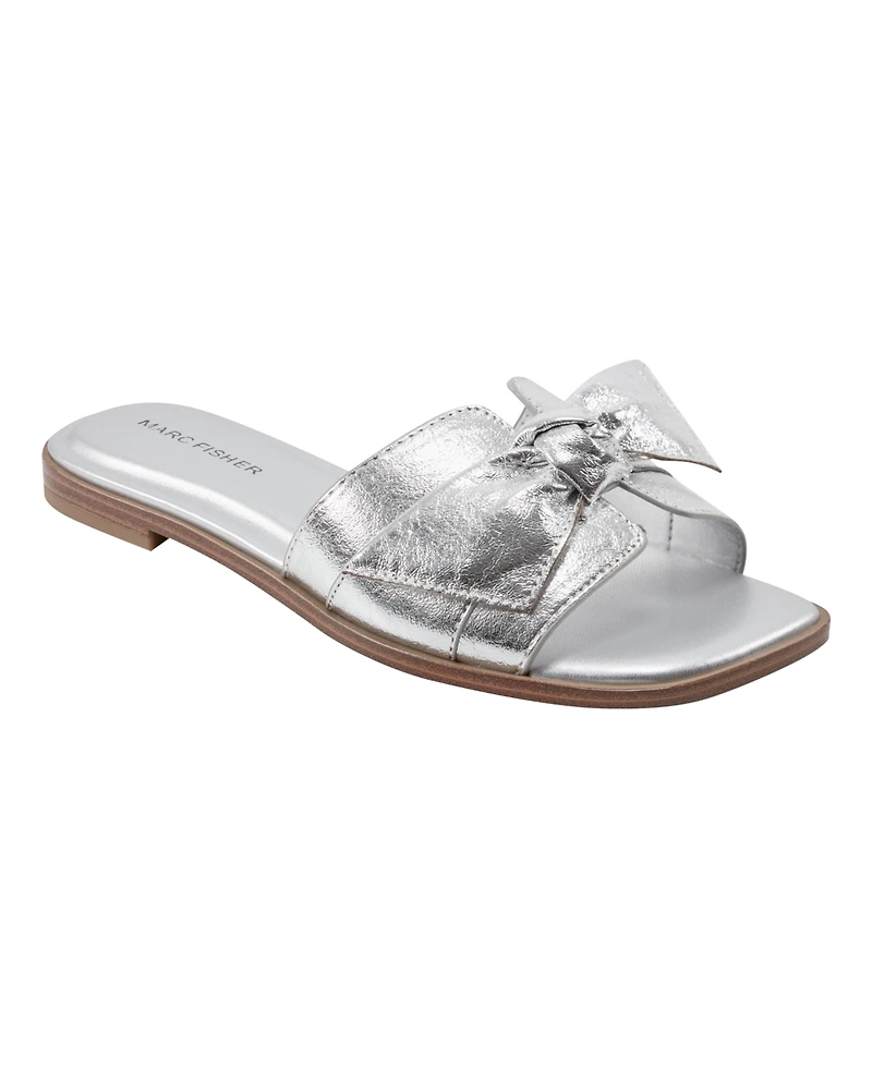 Marc Fisher Women's Finey Square Toe Slip-On Flat Sandals